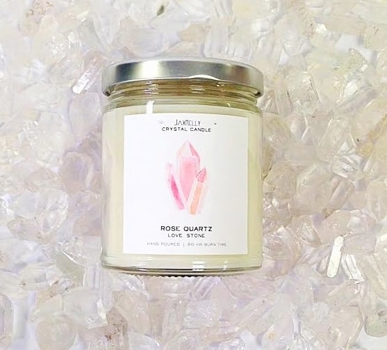 Rose Quartz and Fig and Watermelon Candle ($22)
