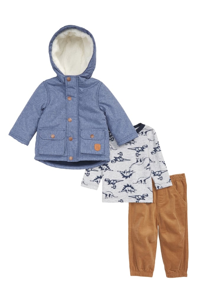 Little Me Chambray Hooded Jacket, Long Sleeve T-Shirt & Corduroy Pants