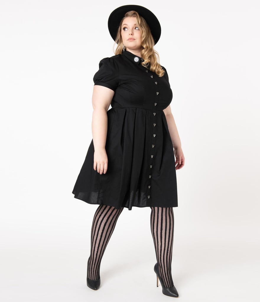 Hell Bunny Plus Size 1950s Black Samara Swing Dress