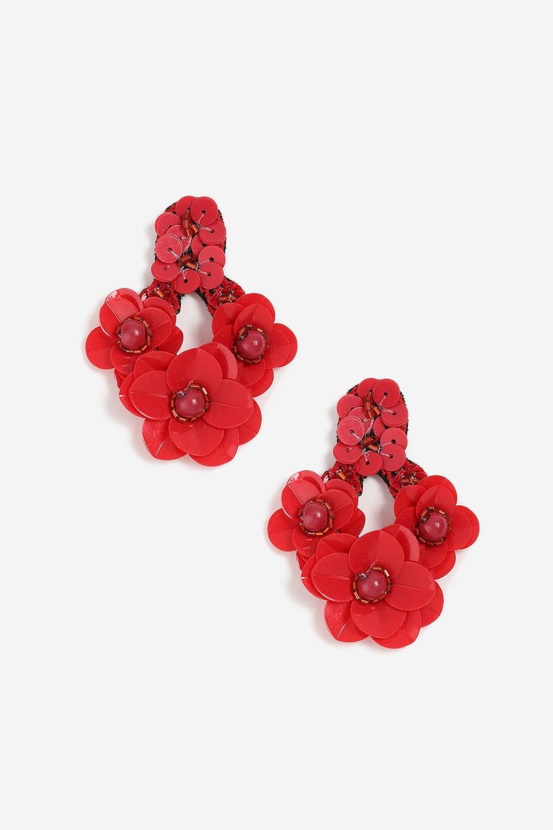 Flower Sequin Drop Earrings