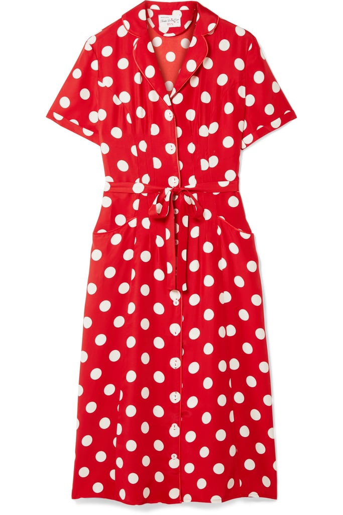 HVN Maria Polka Dot Silk Shirt Dress