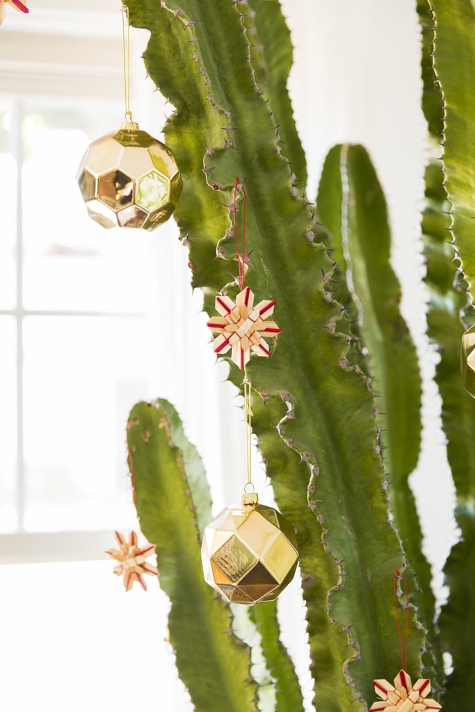 Living in a 1,100-square-foot space means there isn't much room for  a tree. But Justina had a creative solution! "Instead of bringing in a Christmas tree, which we really don't have space for, we decorate the large euphorbia plant (the one that looks like a cactus) in our living room," she said. "It always lives there so no need to make extra space for holiday decorating."