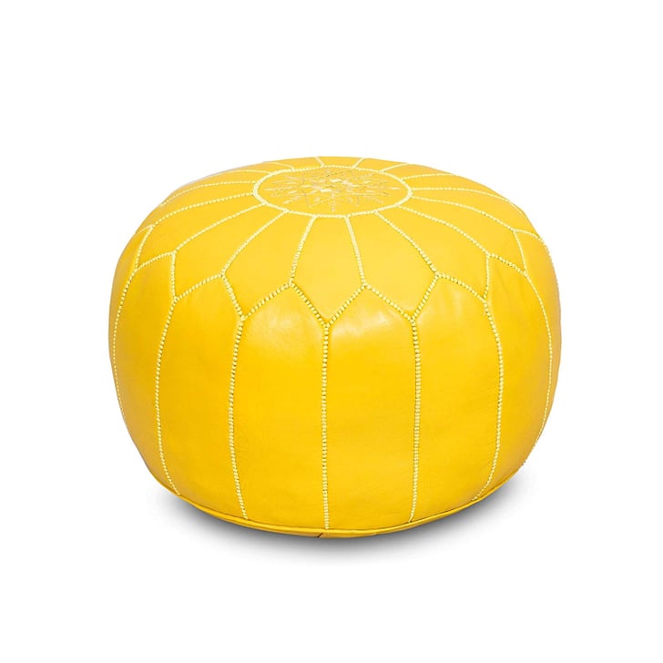 Moroccan Flair Leather Moroccan Pouf in Yellow | The Best ...