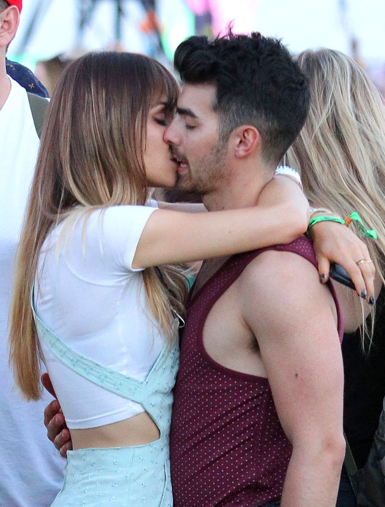Joe Jonas kissed his girlfriend, Blanda Eggenschwiler. Celebrities at