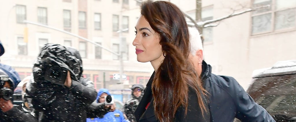 Amal Clooney Red Jumpsuit at Meghan Markle's Baby Shower