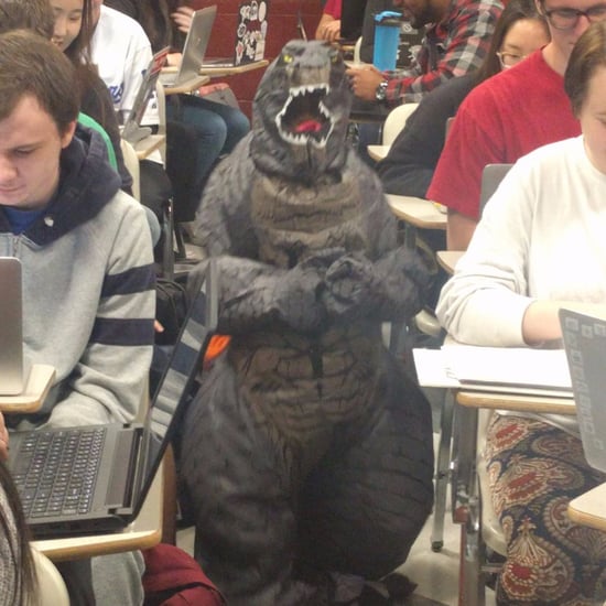Teacher Brings Son to School in Godzilla Suit