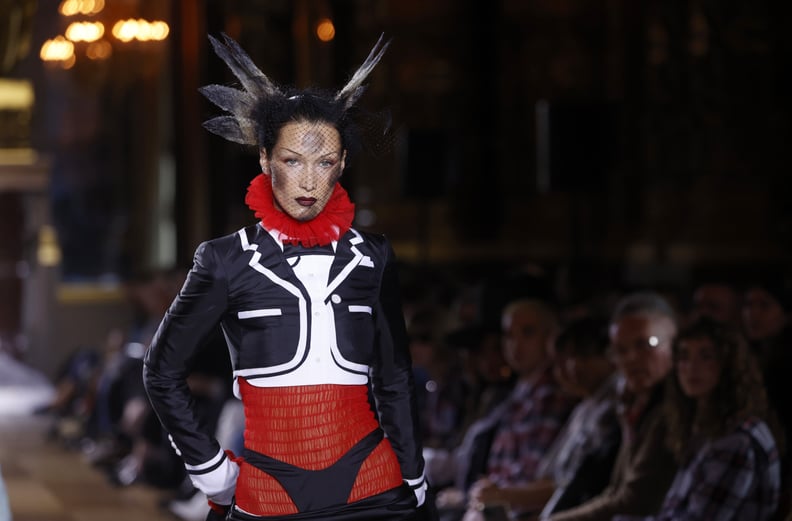Bella Hadid Wearing Underwear as Outerwear at the 2022 Thom Browne Show