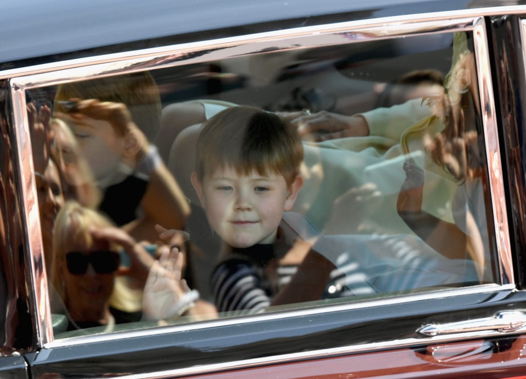 Pageboy Jasper Dyer waved to waiting onlookers.