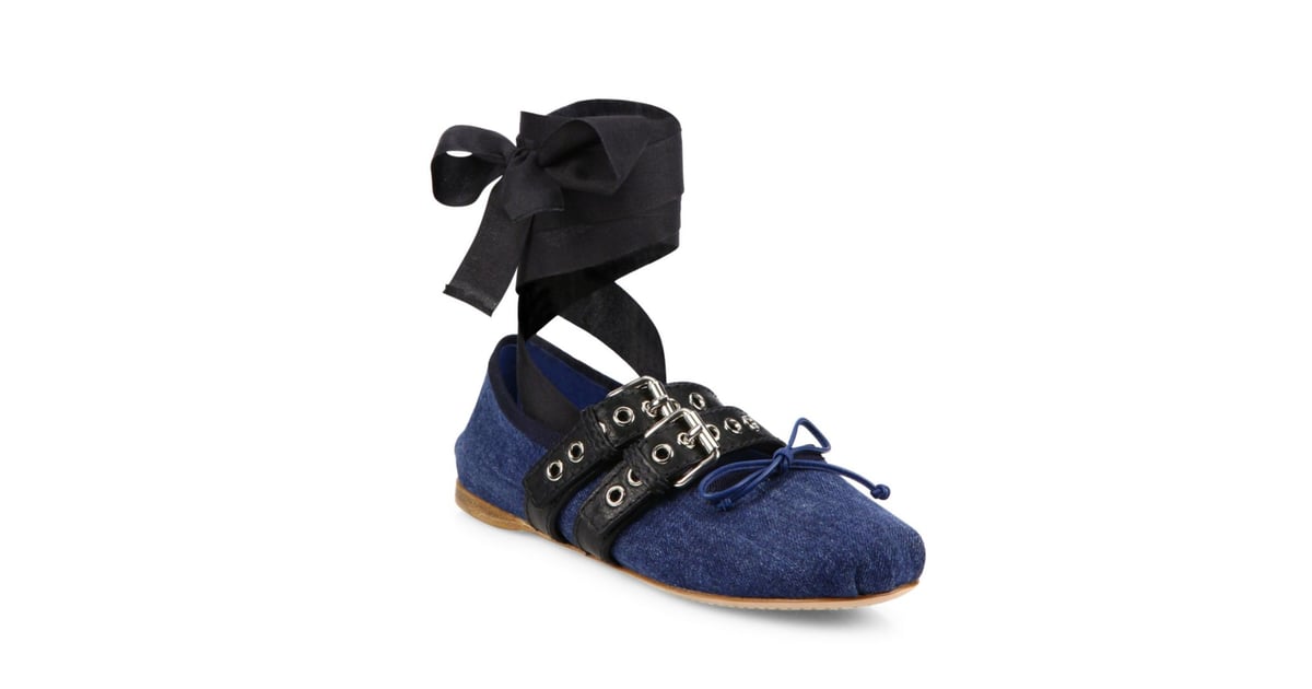 miu miu lace up ballet flats