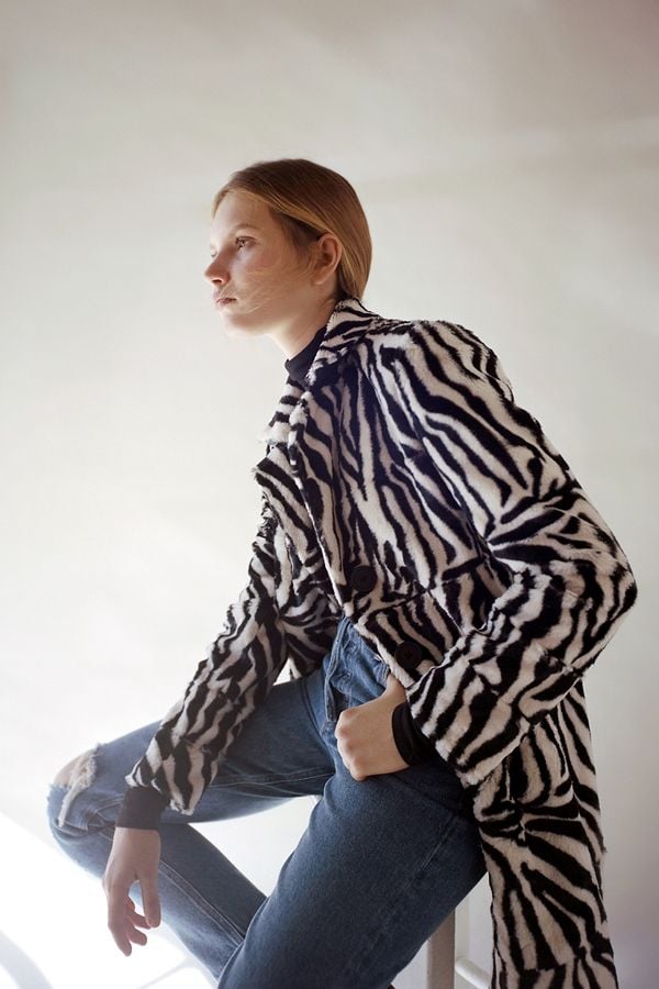 The East Order Zebra Print Faux Fur Coat