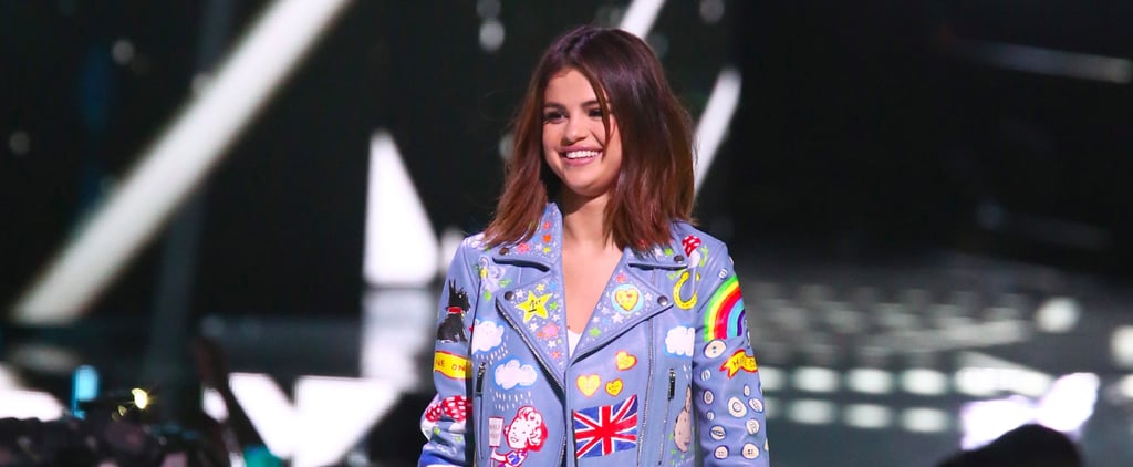 Selena Gomez's Jenny Packham Blue Leather Jacket
