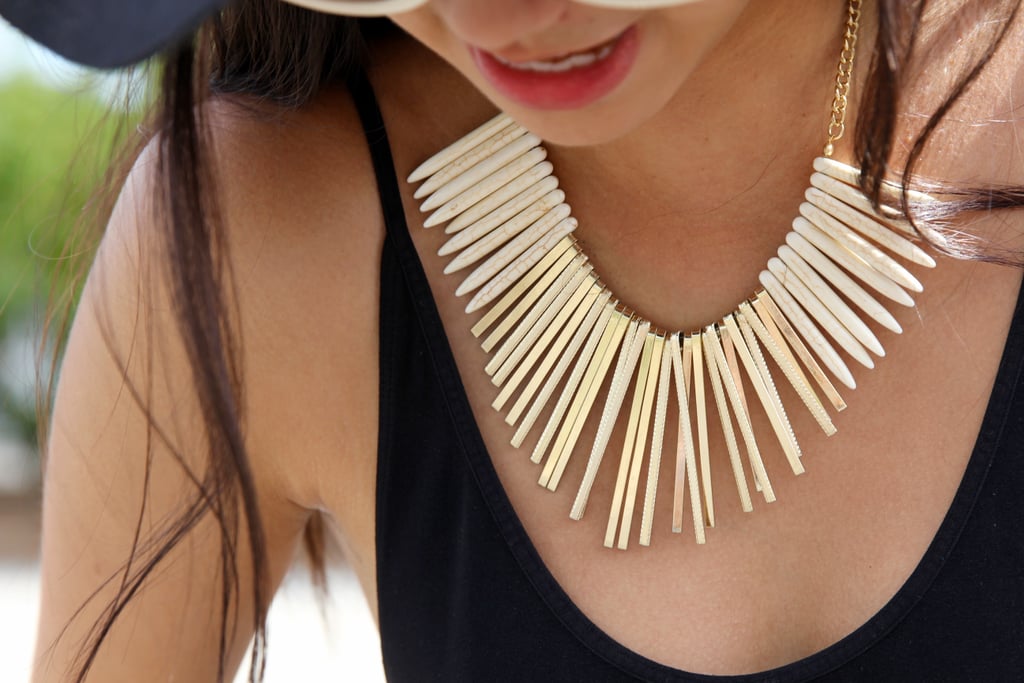This bold necklace from Akira took a basic black look to a new level.