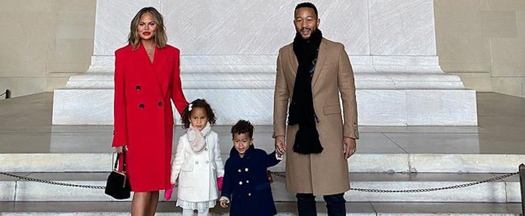 Chrissy Teigen and Her Kids Wear Red, White, and Blue Coats