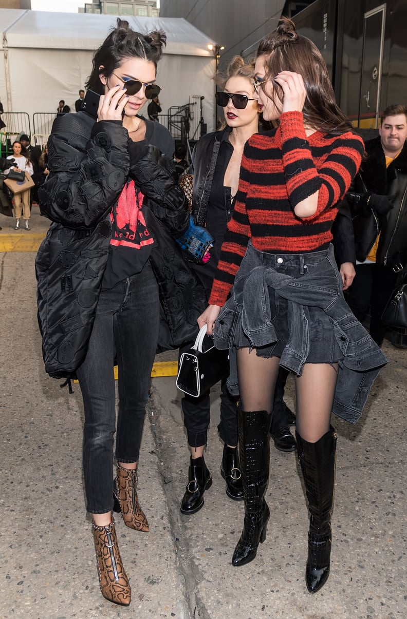 She Kept Warm in a Puffer Coat Outside of Anna Sui With Her BFFs Gigi and Bella Hadid