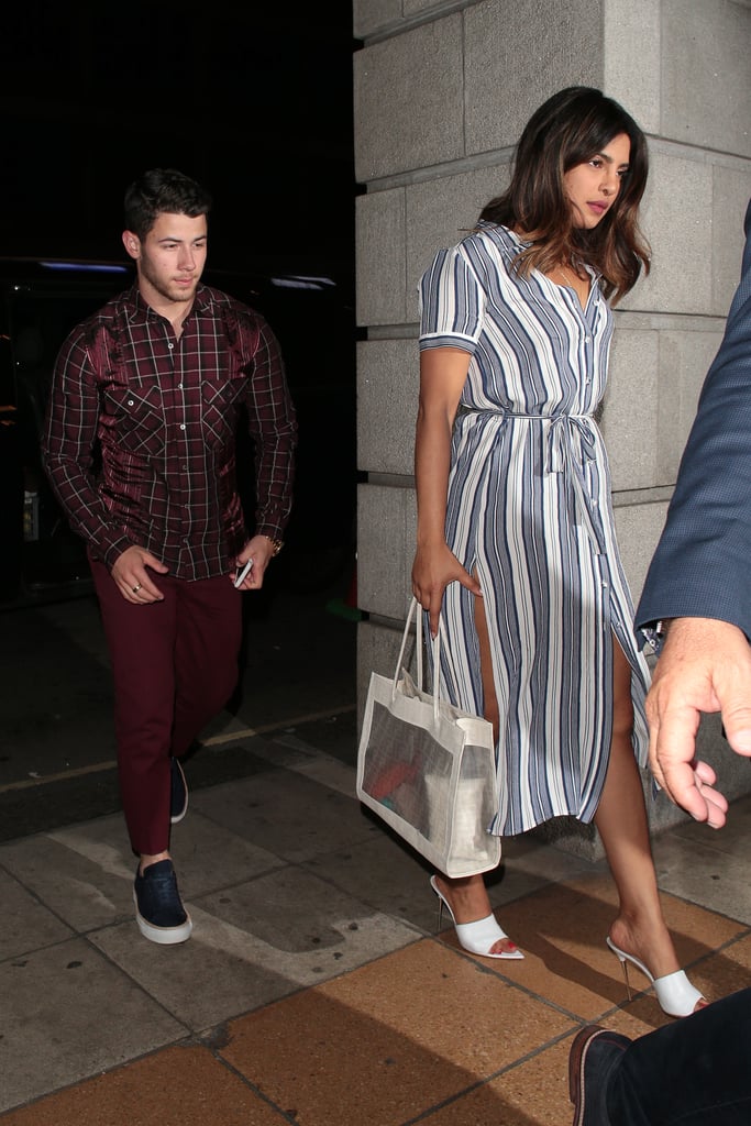 Priyanka Chopra Striped Dress With Nick Jonas