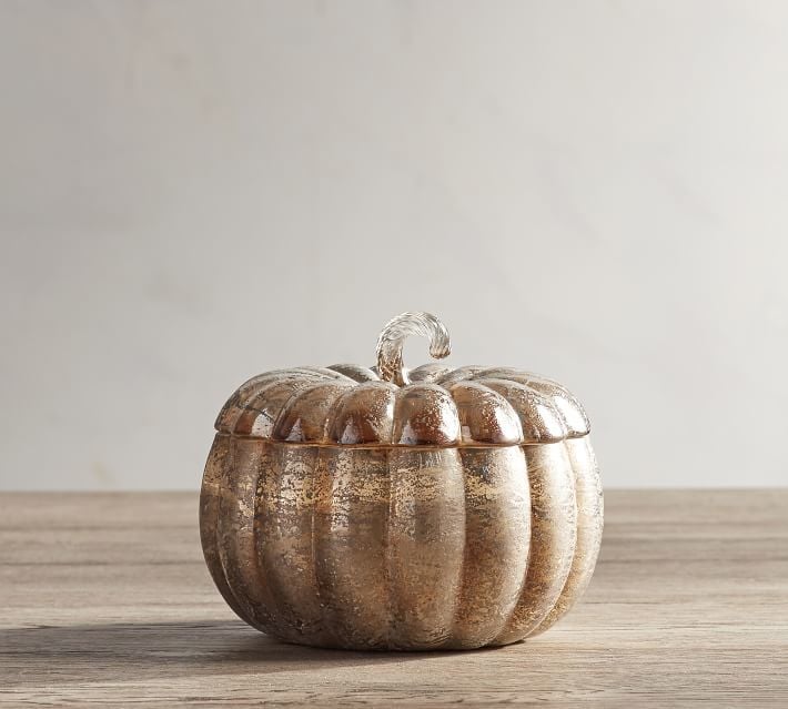 Pottery Barn Mercury Lidded Pumpkin Candle Pot