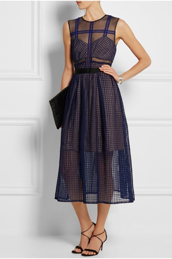 Self-Portrait Embroidered Tulle and Organza Midi Dress ($364)