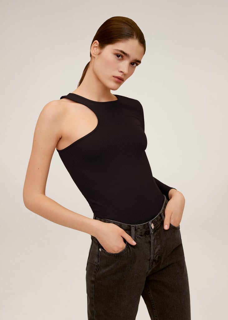 Mango Asymmetric Cable Knit T-Shirt