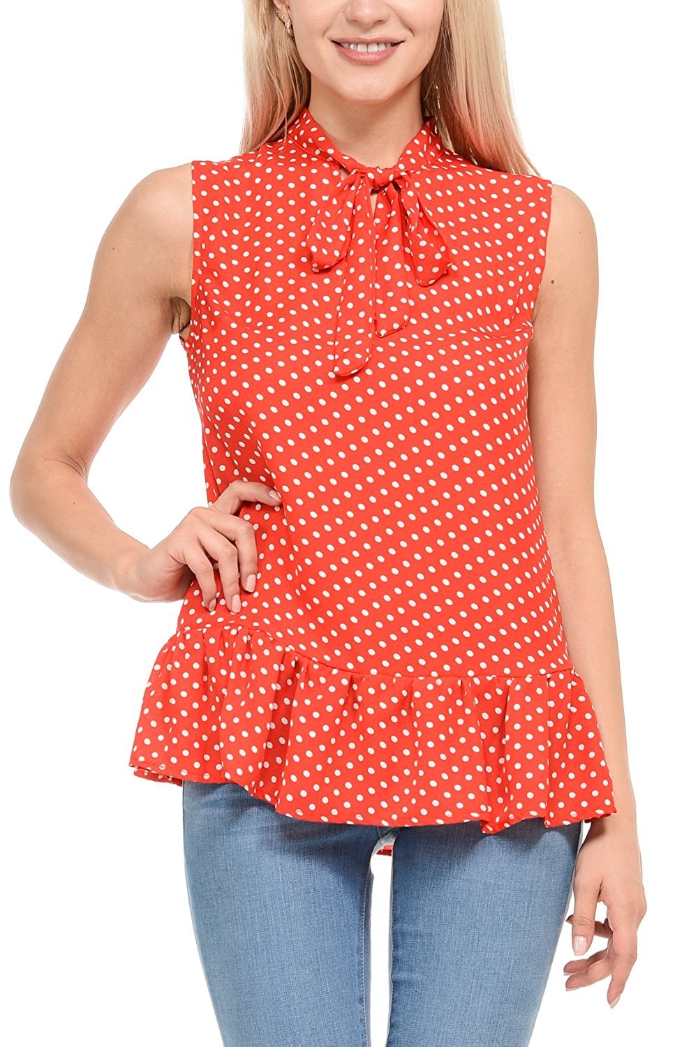 Polka dot sleeveless top hotsell