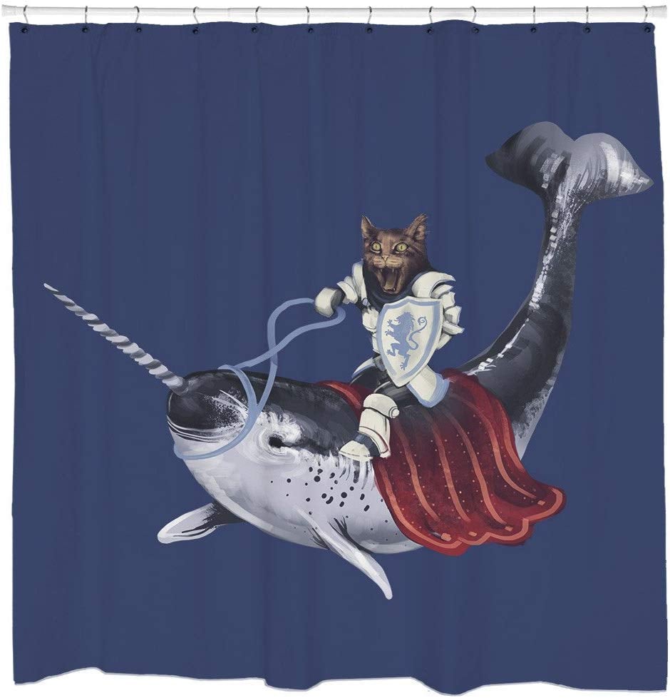 Narwhal and Kitty Shower Curtain