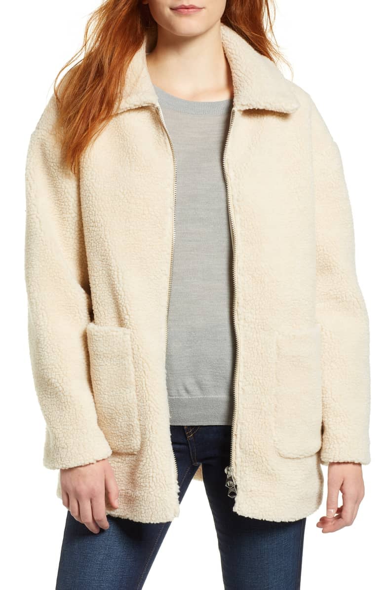 Halogen Zip Front Teddy Coat