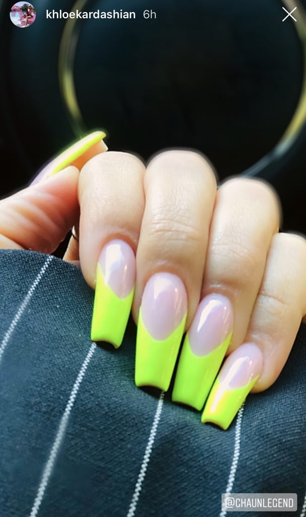 Khloé Kardashian's Neon French Manicure in August 2019