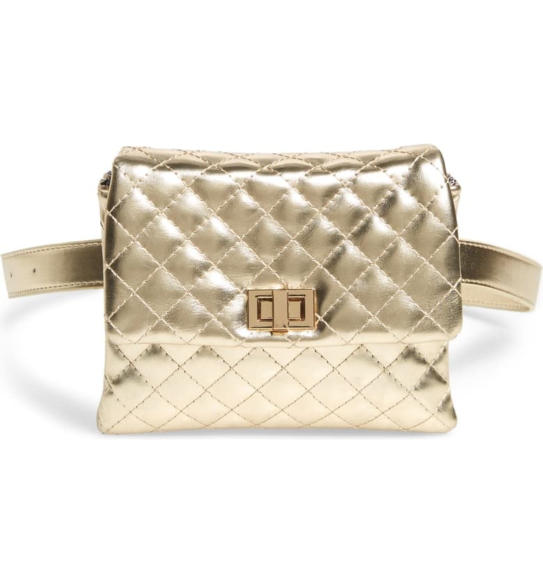 Mali + Lili Metallic Vegan Leather Belt Bag