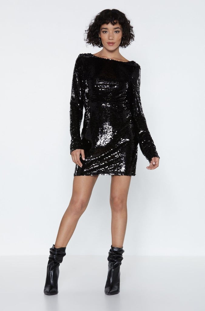 sequin button down dress