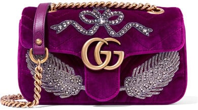 Gucci Marmont Embellished Velvet Shoulder Bag
