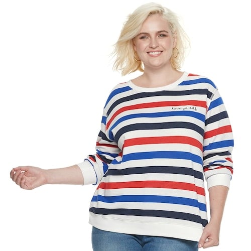 POPSUGAR Plus Size "Love Ya Self" Striped Sweater