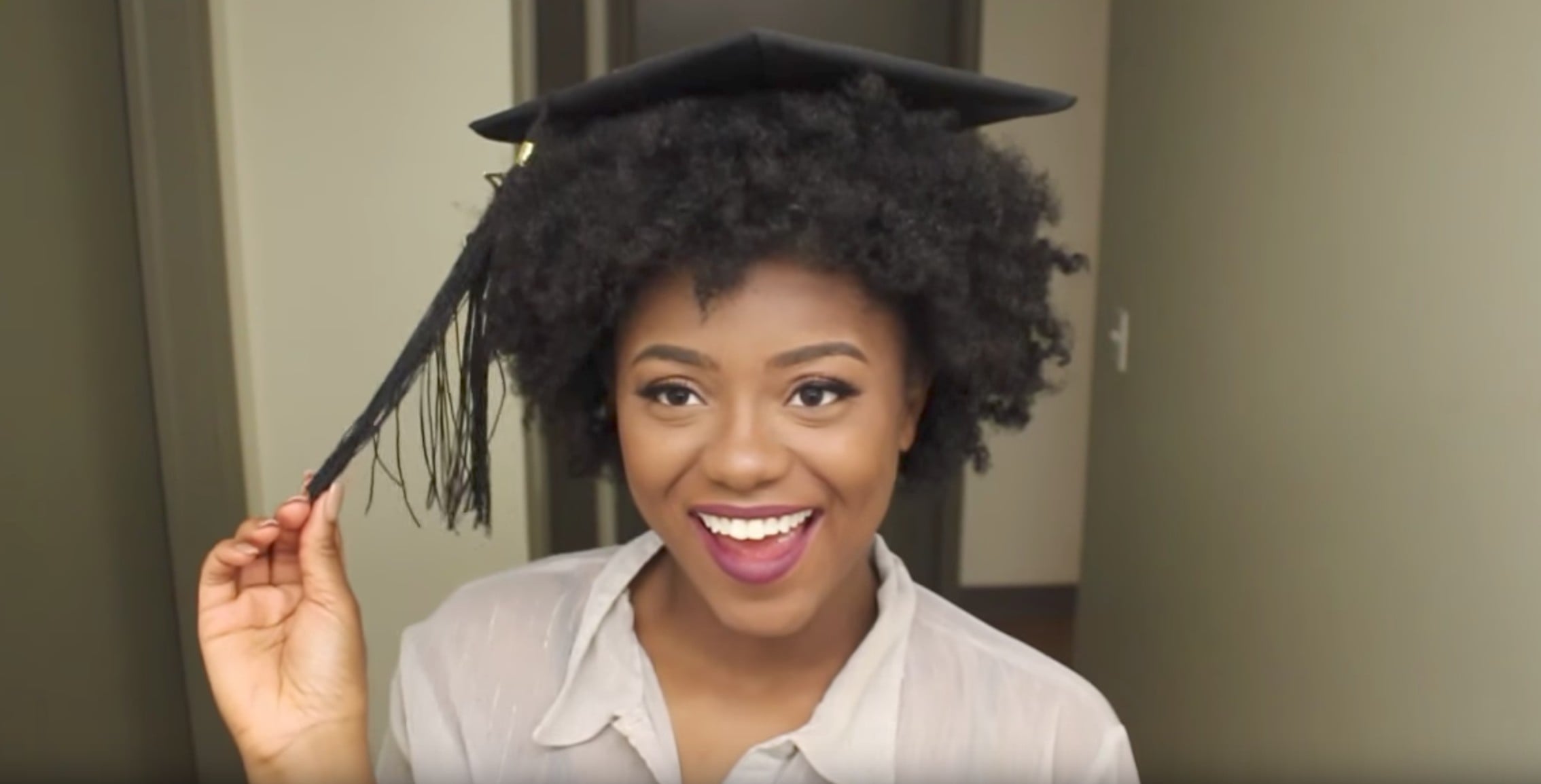 How to Wear a Graduation Cap With Natural Hair – Graduation Cap Hack for  Afro Hair