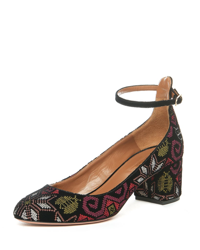 Aquazzura Alix Embroidered Block-Heel Pump ($725)