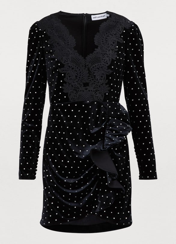 Self-Portrait Velvet and Strass Festive Short Dress