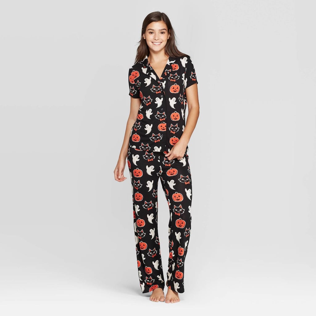 Target's Women's Halloween Print Notch Collar Pajama Set