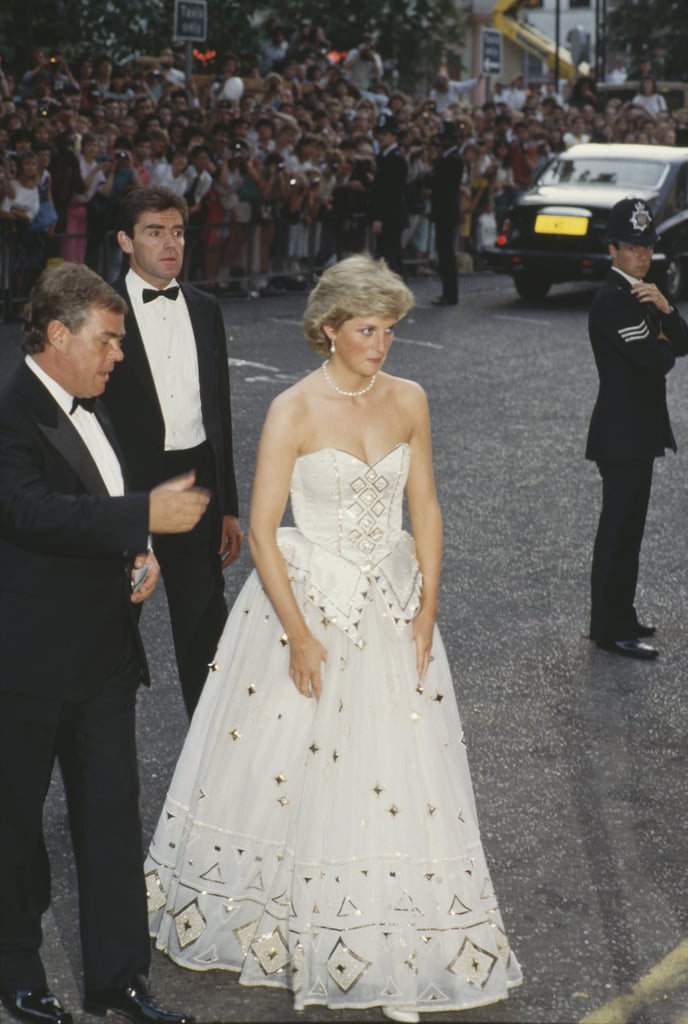 Princess Diana in an Emanuel Gown at the James Bond Premiere