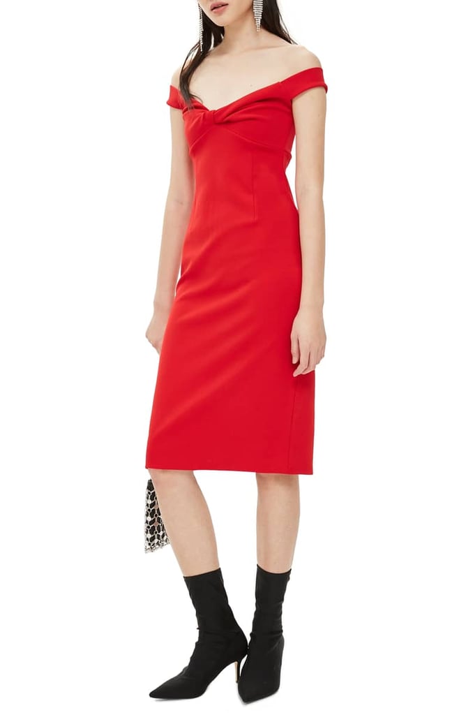 Topshop Twist Front Bardot Dress