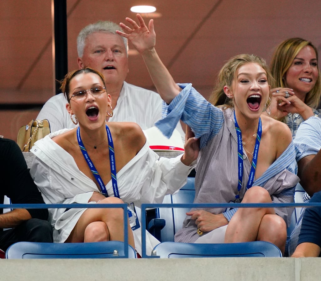 Gigi and Bella Hadid at US Open in Button-Downs 2018