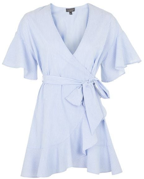 Topshop blue wrap dress discount