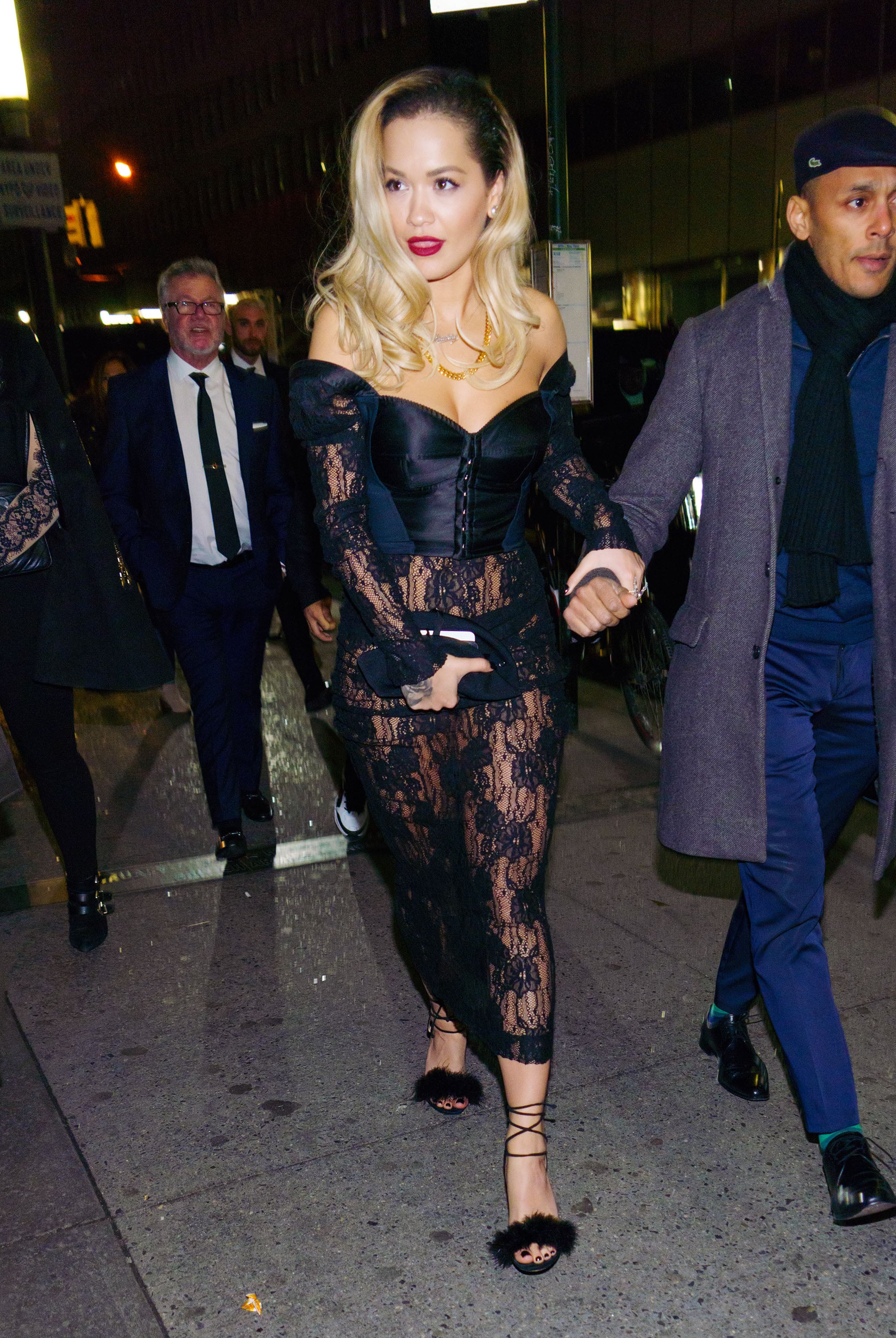Rita Ora In See-Through Red Dress & Thong At British Fashion Awards –  Hollywood Life