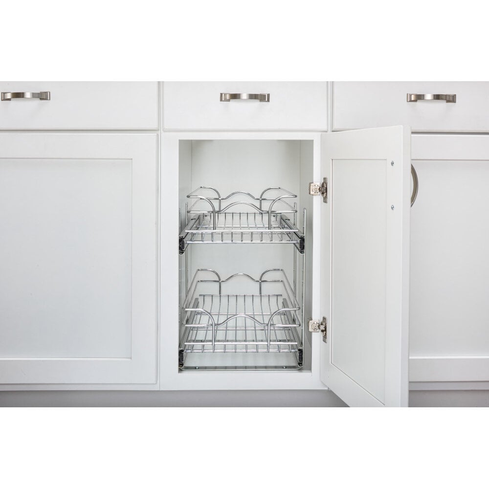 Two Tier Kitchen Storage Basket Pull Out Pantry