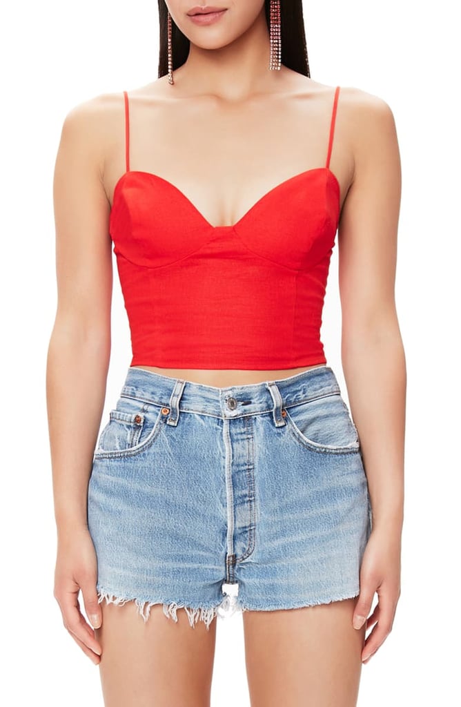 AFRM Zila Bustier Linen Blend Crop Top