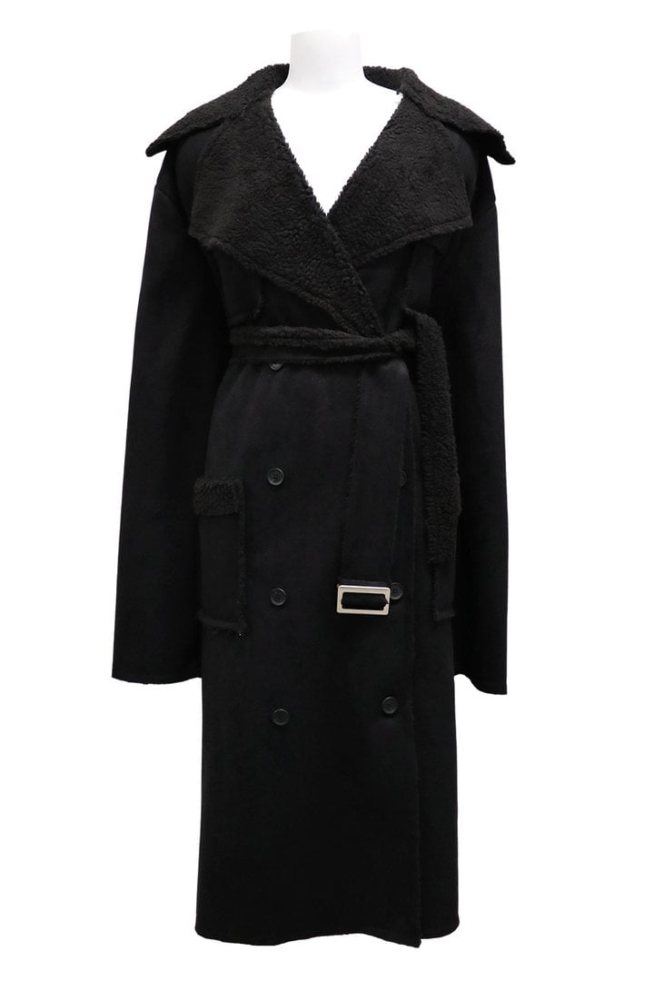 Storets Audrey Shearling Belted Faux Leather Coat