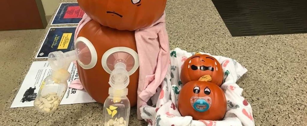 Relatable Breast Pumping Mom Pumpkin Halloween Display