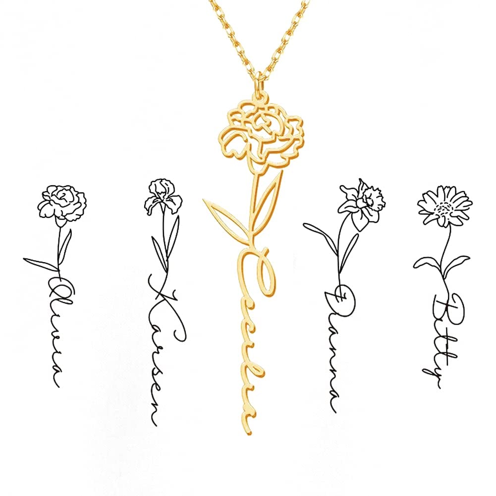 A Thoughtful Gift: Personalized Birth Flower Name Necklace