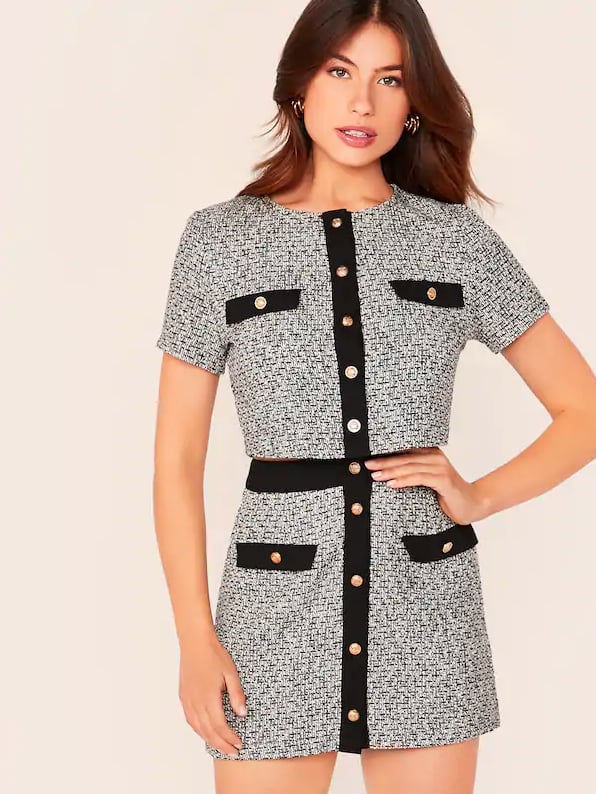 Shein Tweed Jacket & Skirt Set Euphoria Halloween Costume Ideas