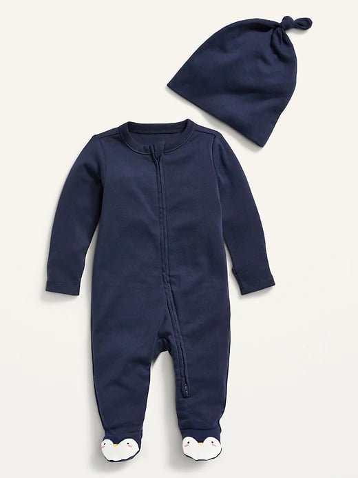 Old Navy Unisex Sleep and Play Footed One-Piece and Beanie Set for Baby
