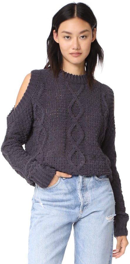 J.o.a. Cable Cold Shoulder Sweater