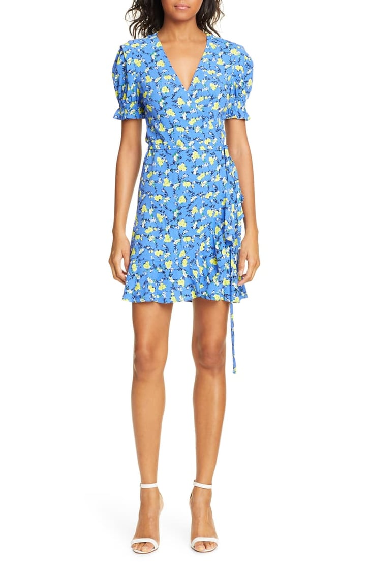 Dvf short sleeve ruffle shop wrap dress