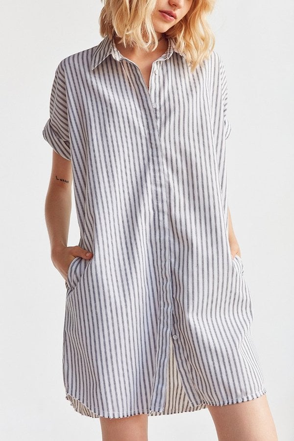 Ecote Yarn Dyed Button-Down Shirt Dress