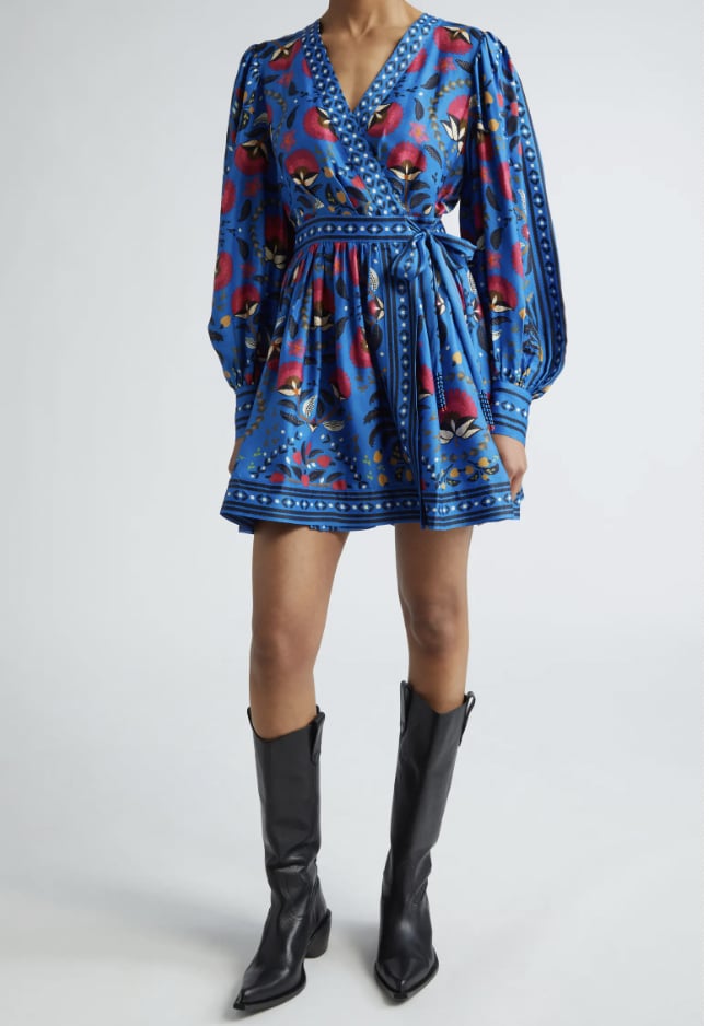 Farm Rio Palms Paradise Long Sleeve Wrap Mini Dress